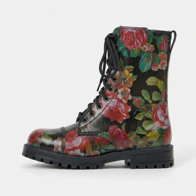 Bottine cuir fleurs style artistique quotidien - Vue 1 - Bottine