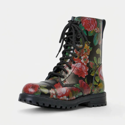 Bottine cuir fleurs style artistique quotidien - Vue 1 - Bottine