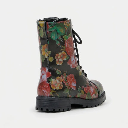 Bottine cuir fleurs style artistique quotidien - Vue 2 - Bottine