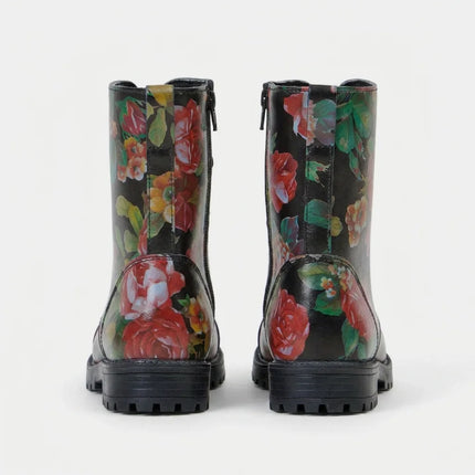 Bottine cuir fleurs style artistique quotidien - Vue 3 - Bottine