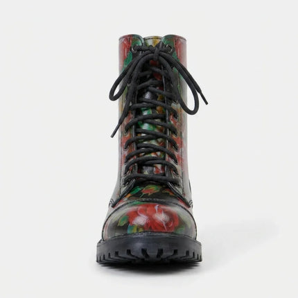 Bottine cuir fleurs style artistique quotidien - Vue 5 - Bottine
